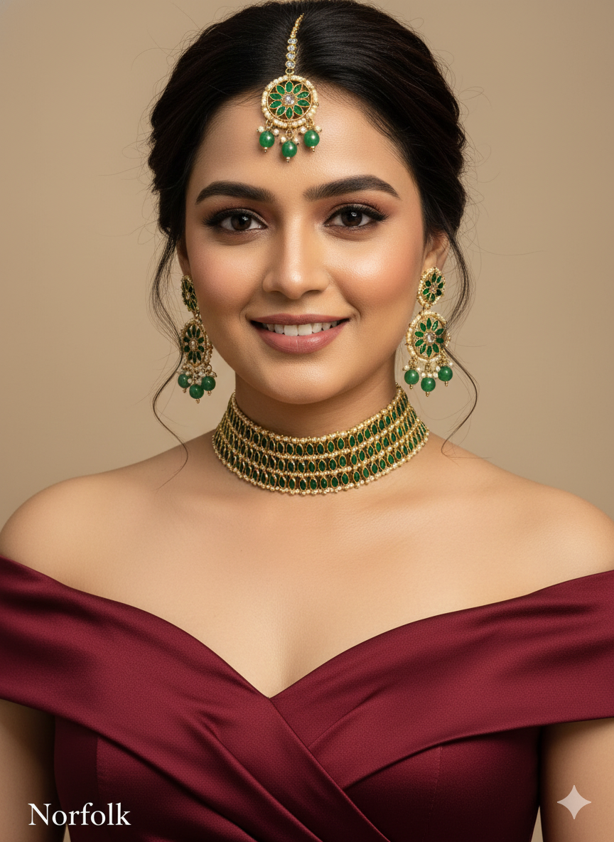 Indian Jewellery/Dark gold maroon choker Set/Indian Jewellery norfolk Set
