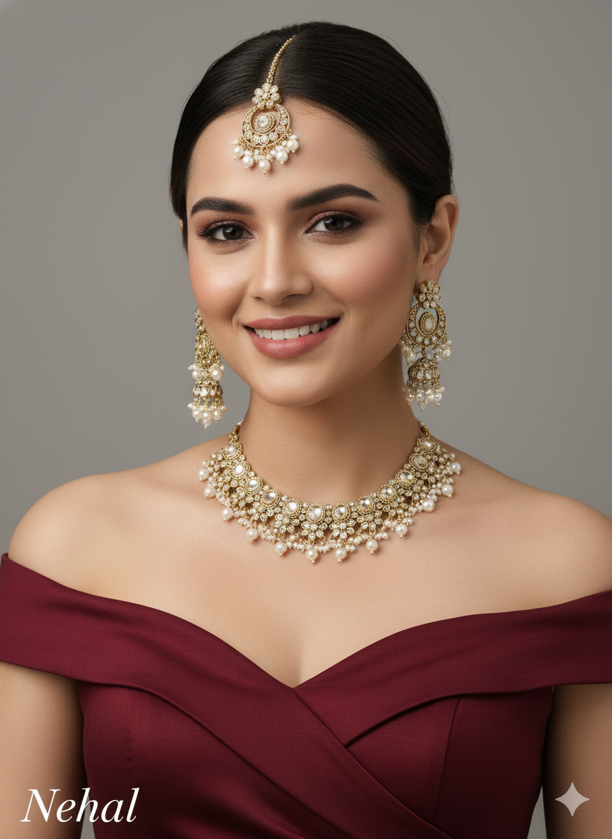Antique Gold Necklace Indian Jewellery Nehal Set