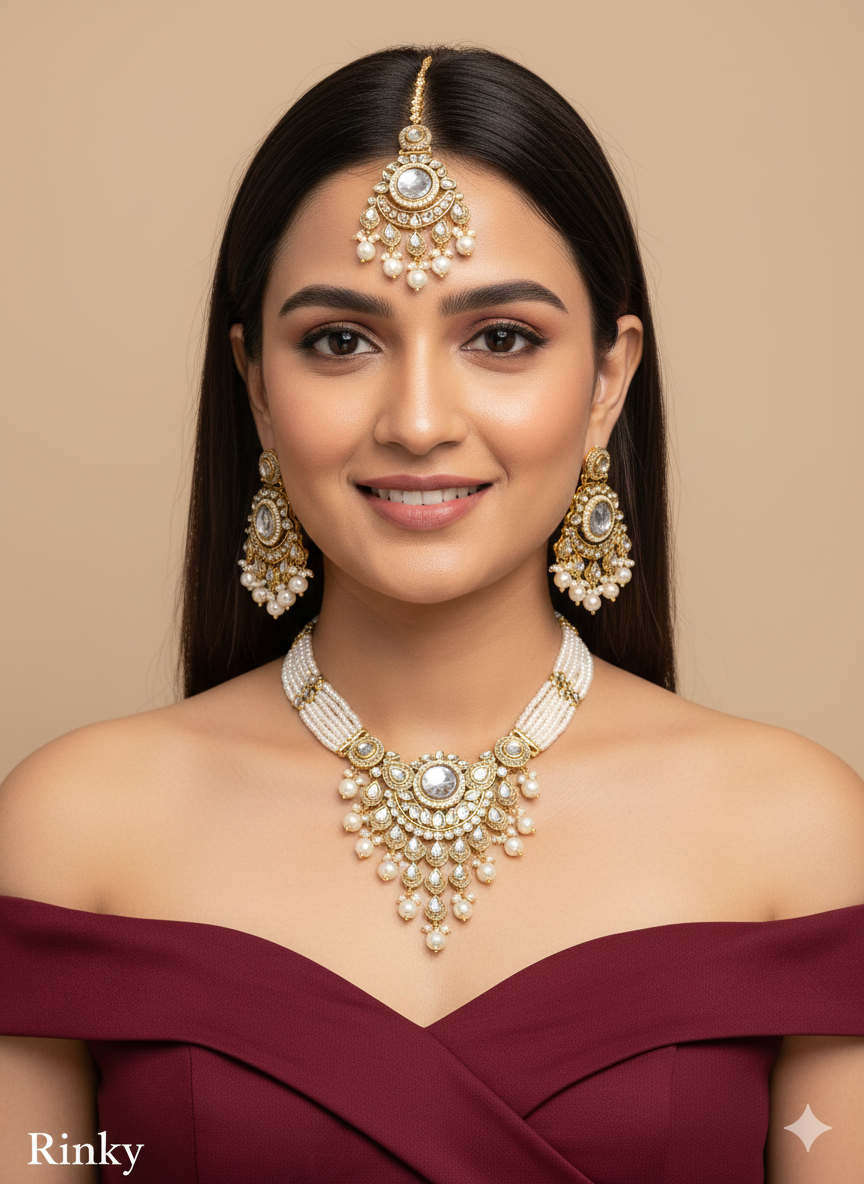 Baby Pink kundan Choker Indian jewellery Rinki sets
