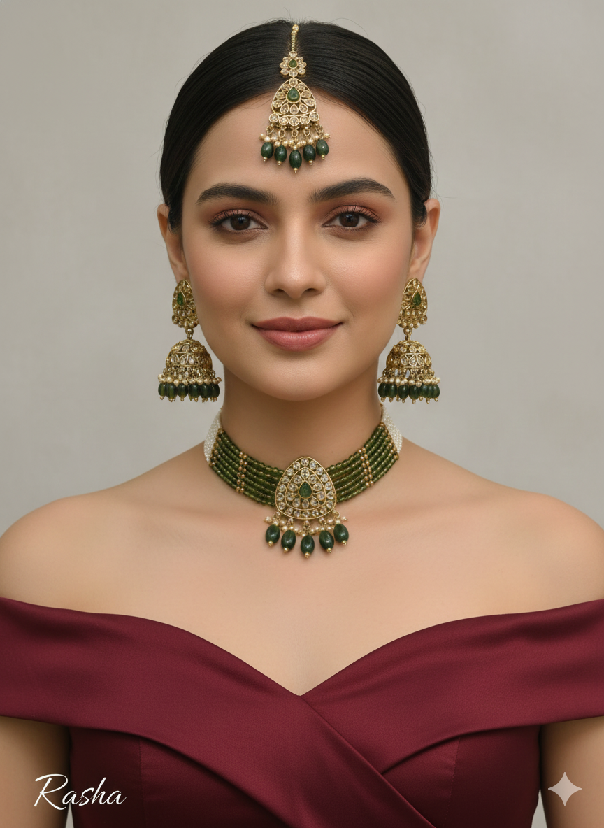 Antique gold choker Set/ Dark gold choker Indian rasha Jewellry