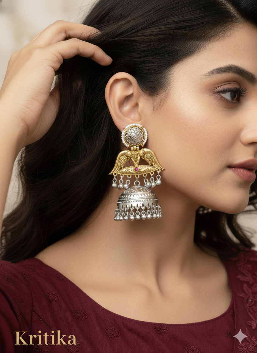 Brass Jhumka Bollywood Kritika Earrings