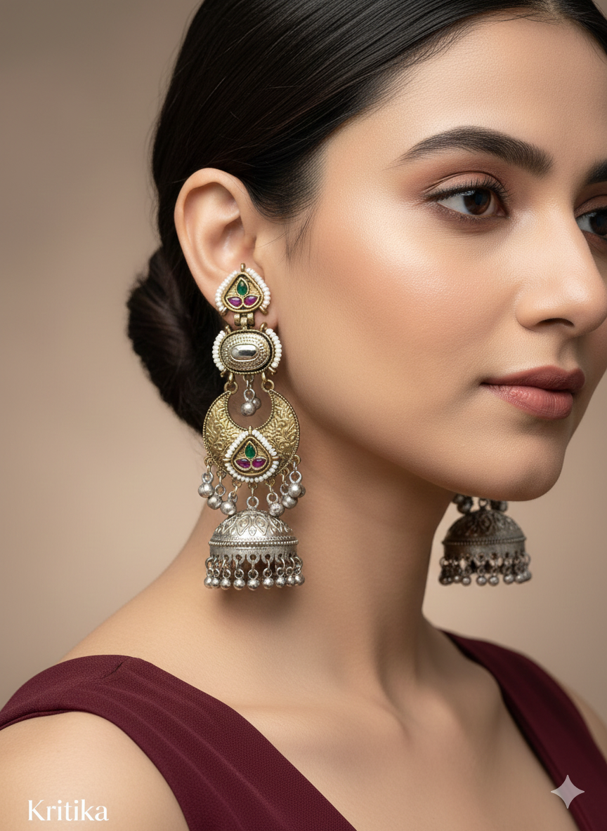 Brass Jhumka Bollywood Kritika Earrings