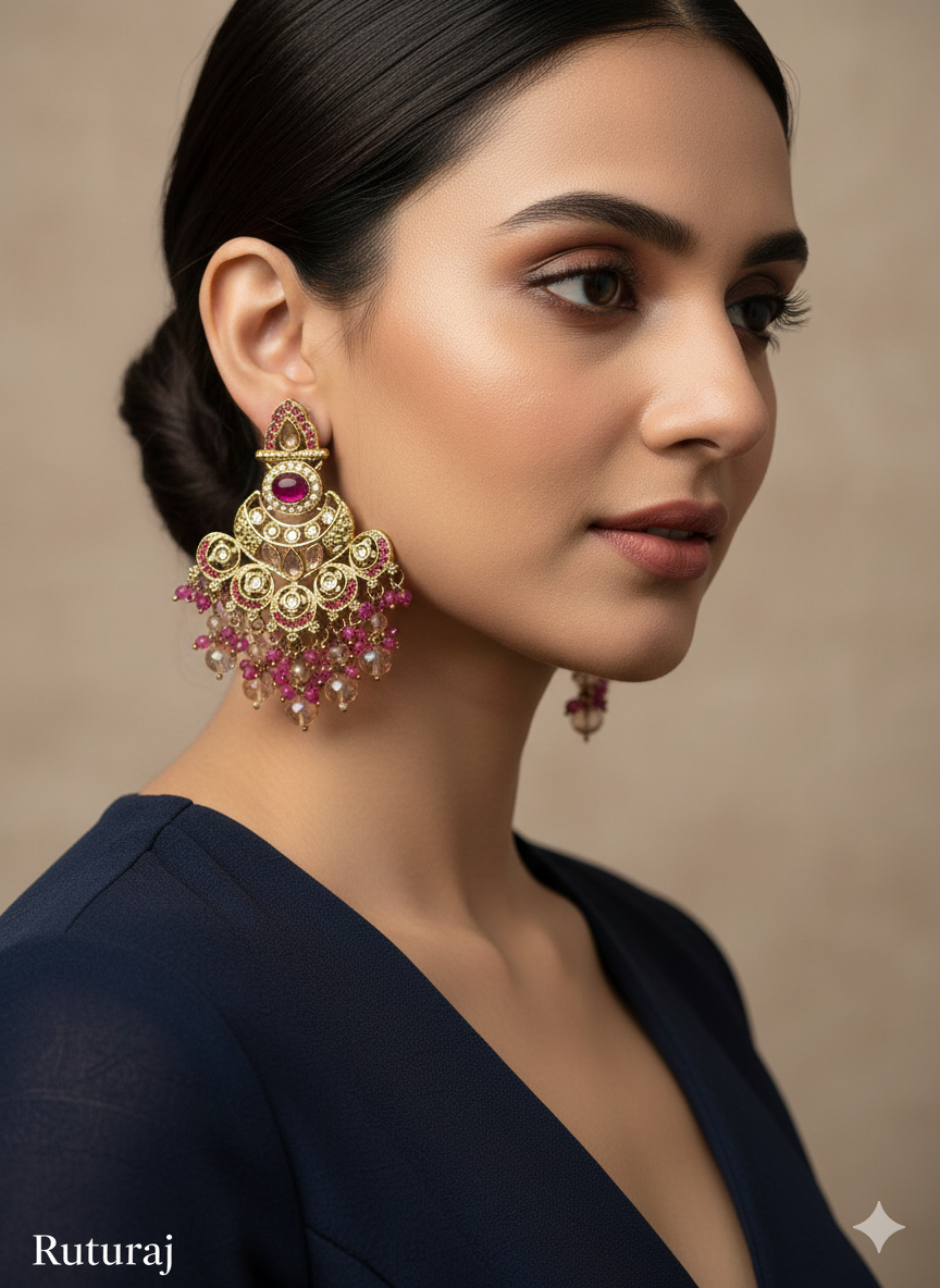 Antique Gold Bollywood Ruturaj Indian Earrings