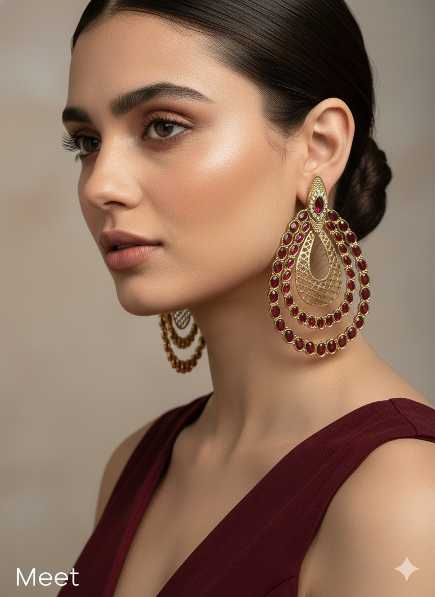 Golden Indian Earrings Meet Jewellery