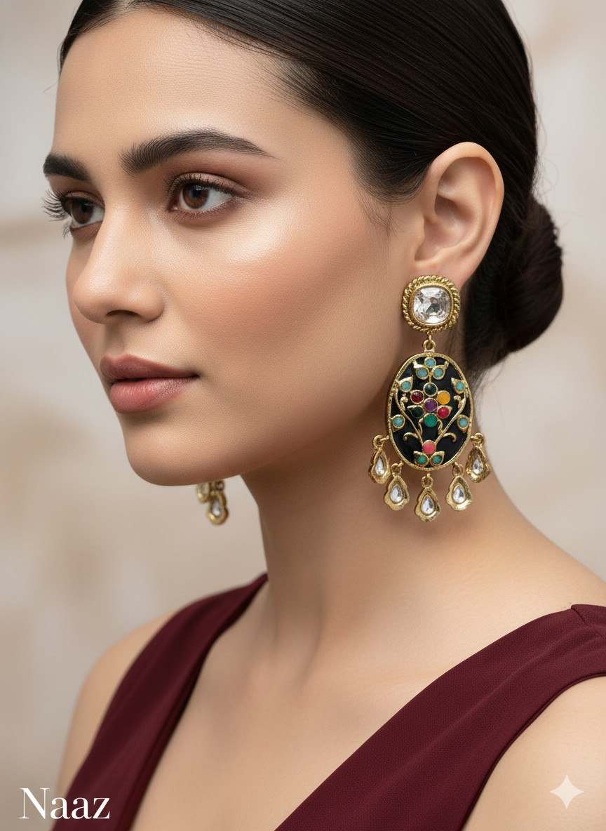 Indian Kundan Multicolor Naaz Earrings