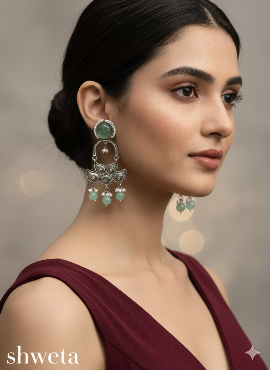 Pink Oxidized Metal Shweta Bollywood Earrings Jewellery