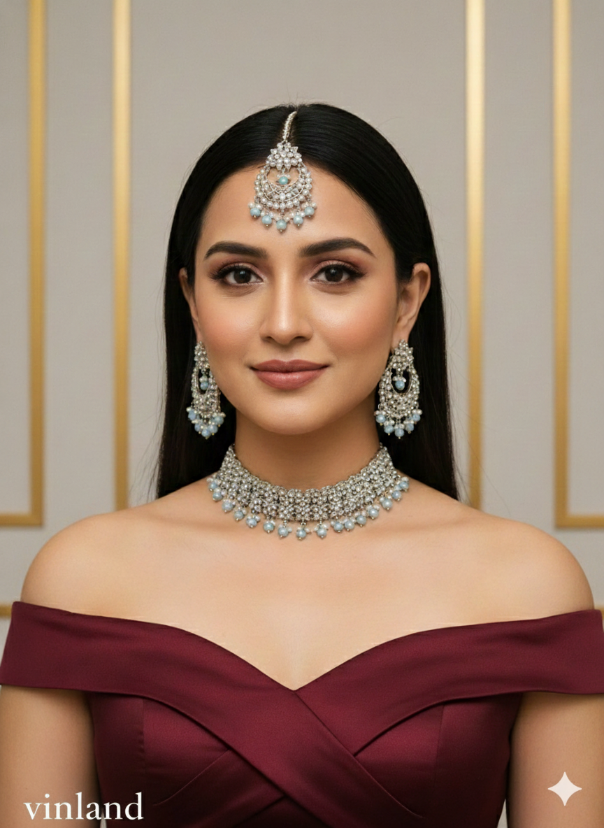 Choker Set / dark gold green bollywood choker vinland Jewellery