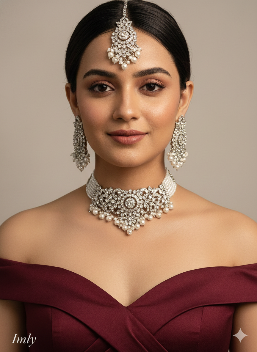 Indian Jewelry/Dark gold black choker necklace Set /Choker gold set wedding Imly Jewellery Set