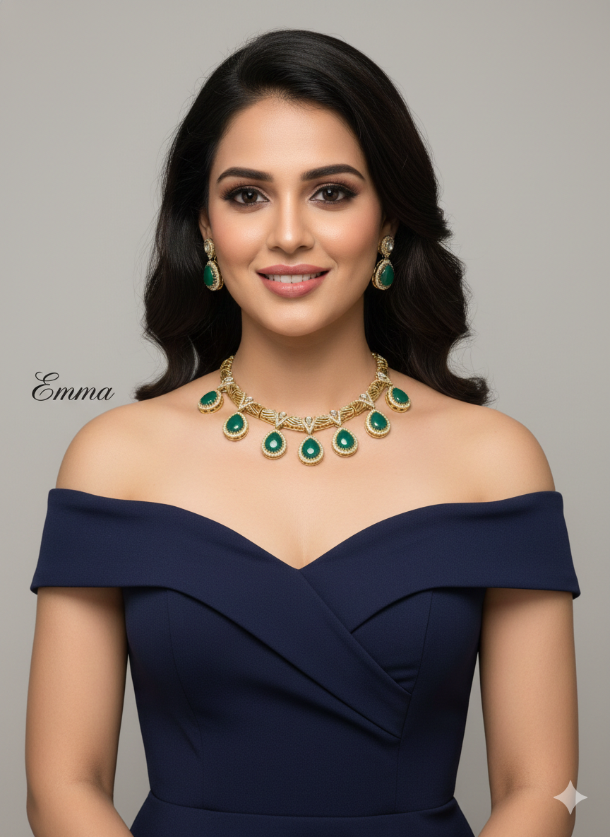 Green Necklace Indian Jewellery Emma Set