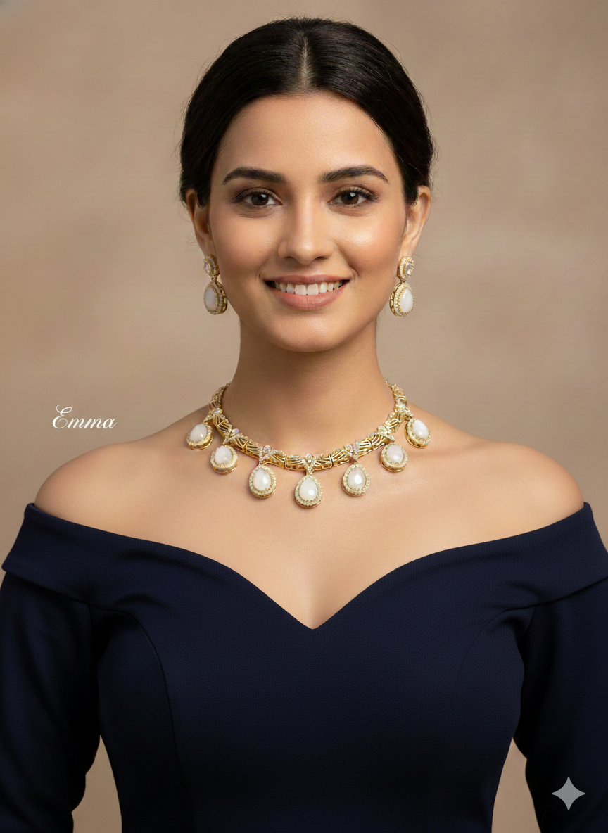 White Necklace Indian Jewellery Emma Set