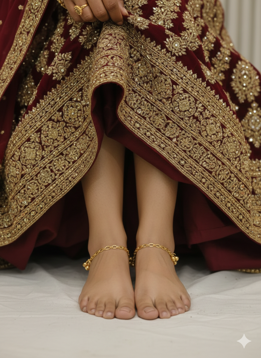 Gold Anklets Jhanjar Payal Indian Jewellery Set