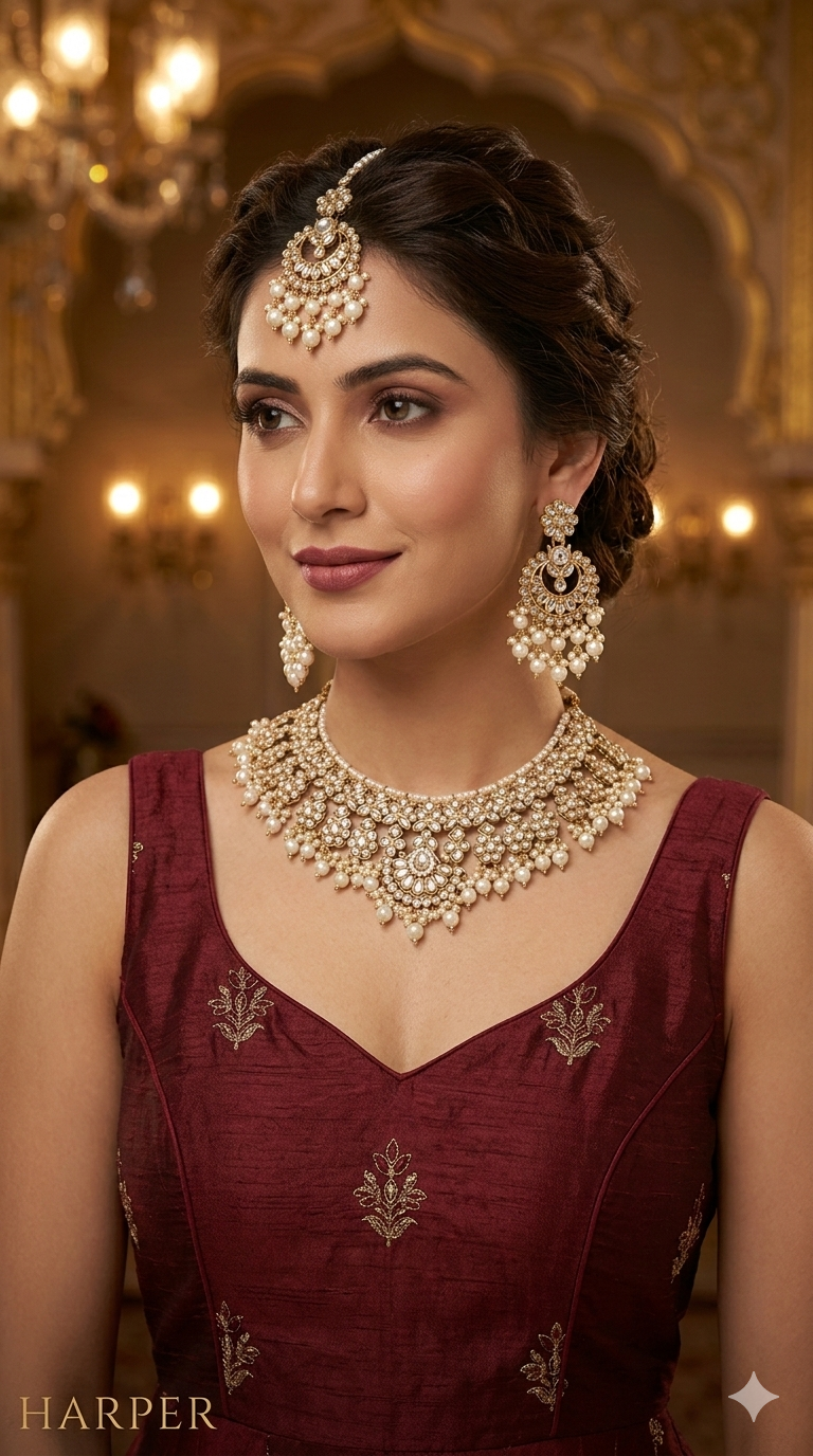 Antique White Necklace Indian Jewelry Harper Set