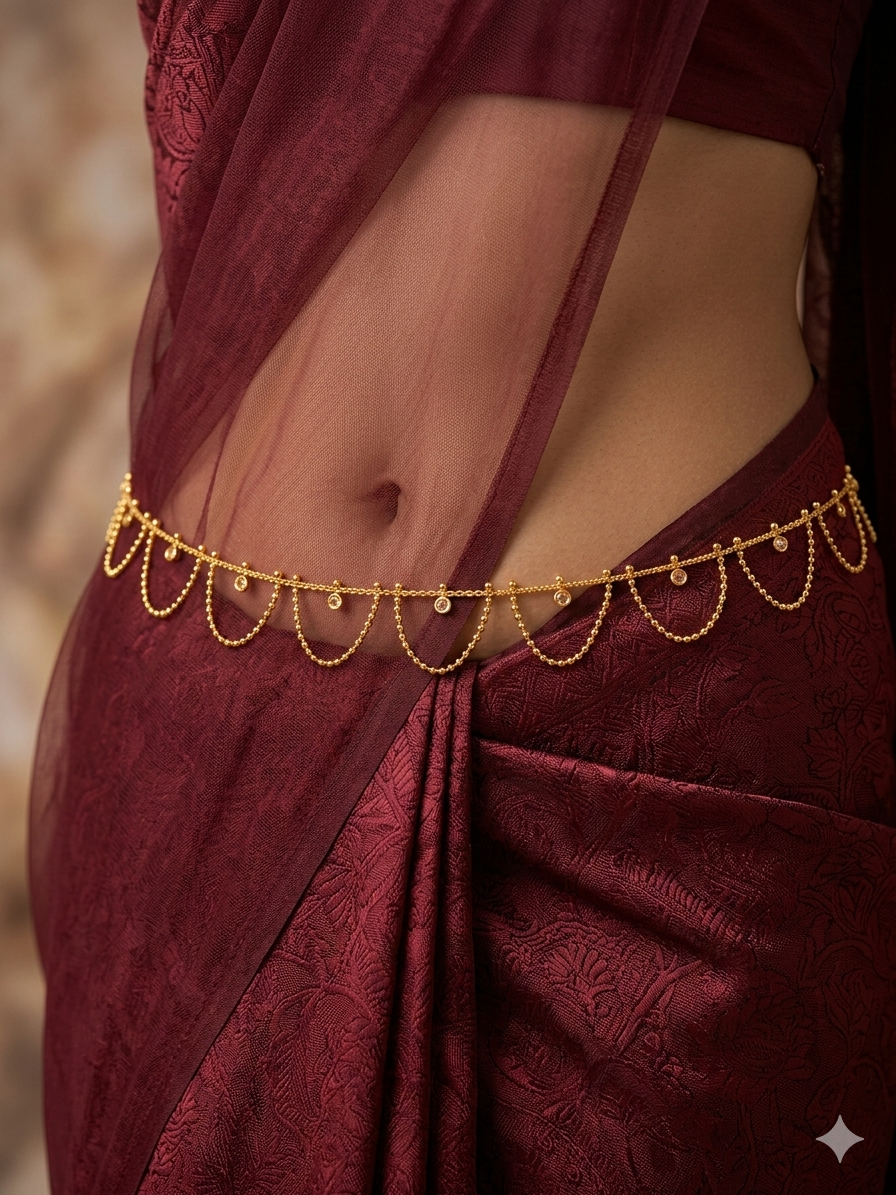 Gold Indian Belly Chain kamarbelt Saree Chain