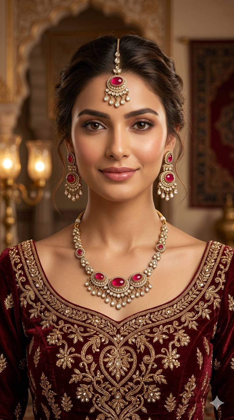 Antique Moissanite Ruby kundan necklace Indian Jewellery Lara Wedding Sets
