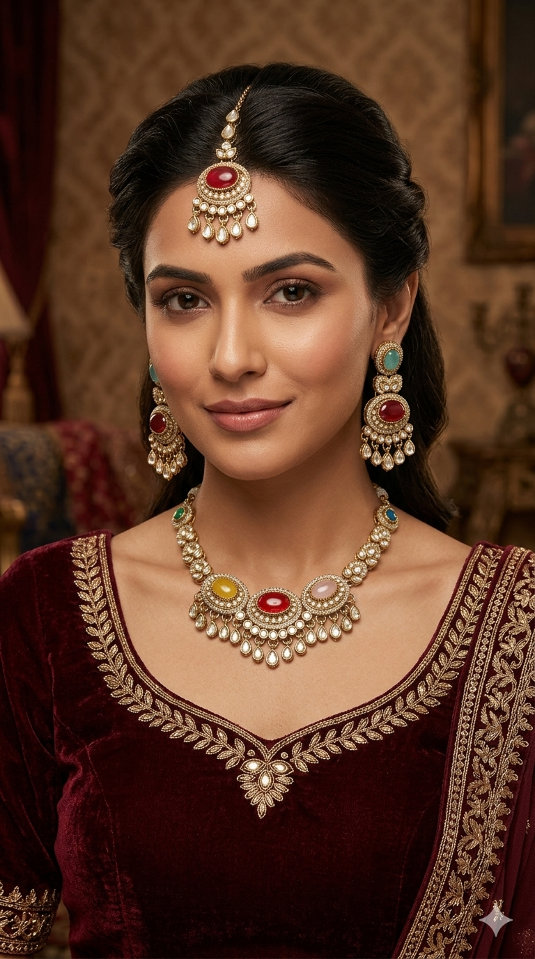 Antique Moissanite kundan necklace Indian Jewellery Lara Wedding Sets