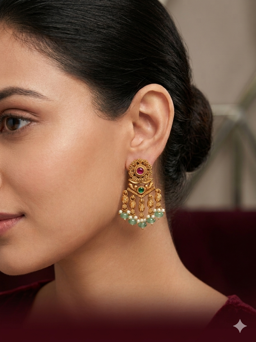 Gold Polki niha Earrings