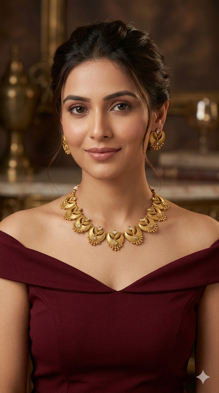 Gold Polki Necklace Jewellery Juhi Set
