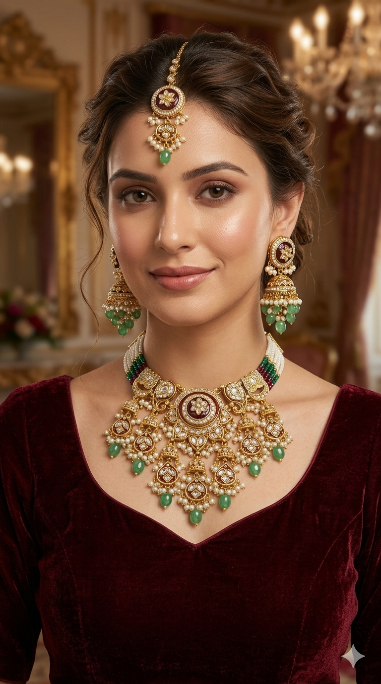 Sage Green Kundan necklace Set/ kundan Indian jewellery kundan Ravia sets