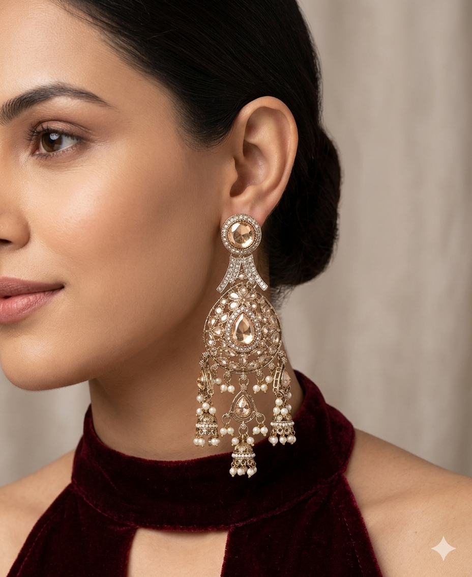 Antique Gold Bollywood Indian Merci Earrings