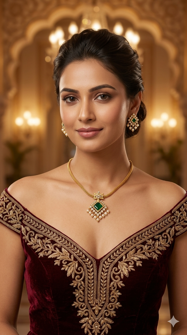 Gold Green American Diamond Necklace indian Jewellery Disny Set