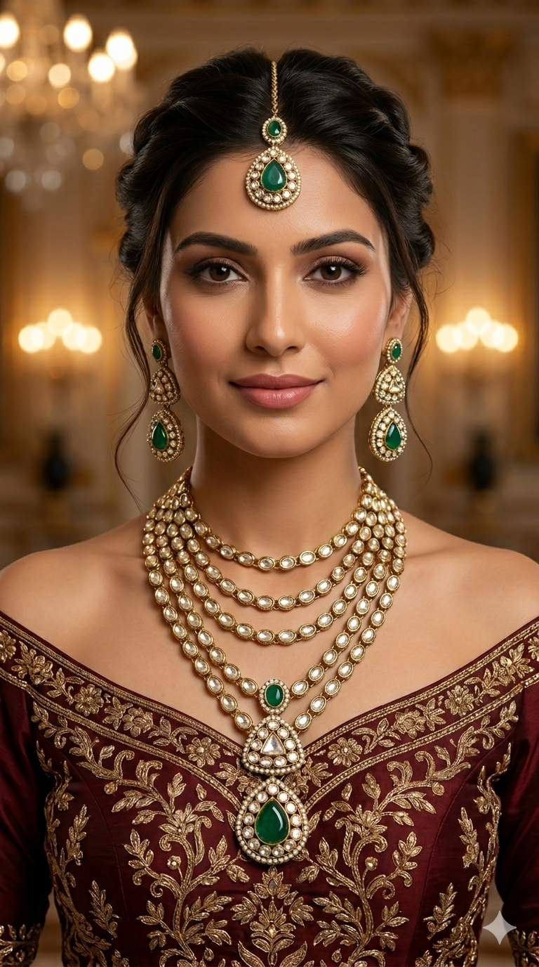 Antique Moissanite Green kundan necklace Indian Jewellery Shipa Wedding Sets