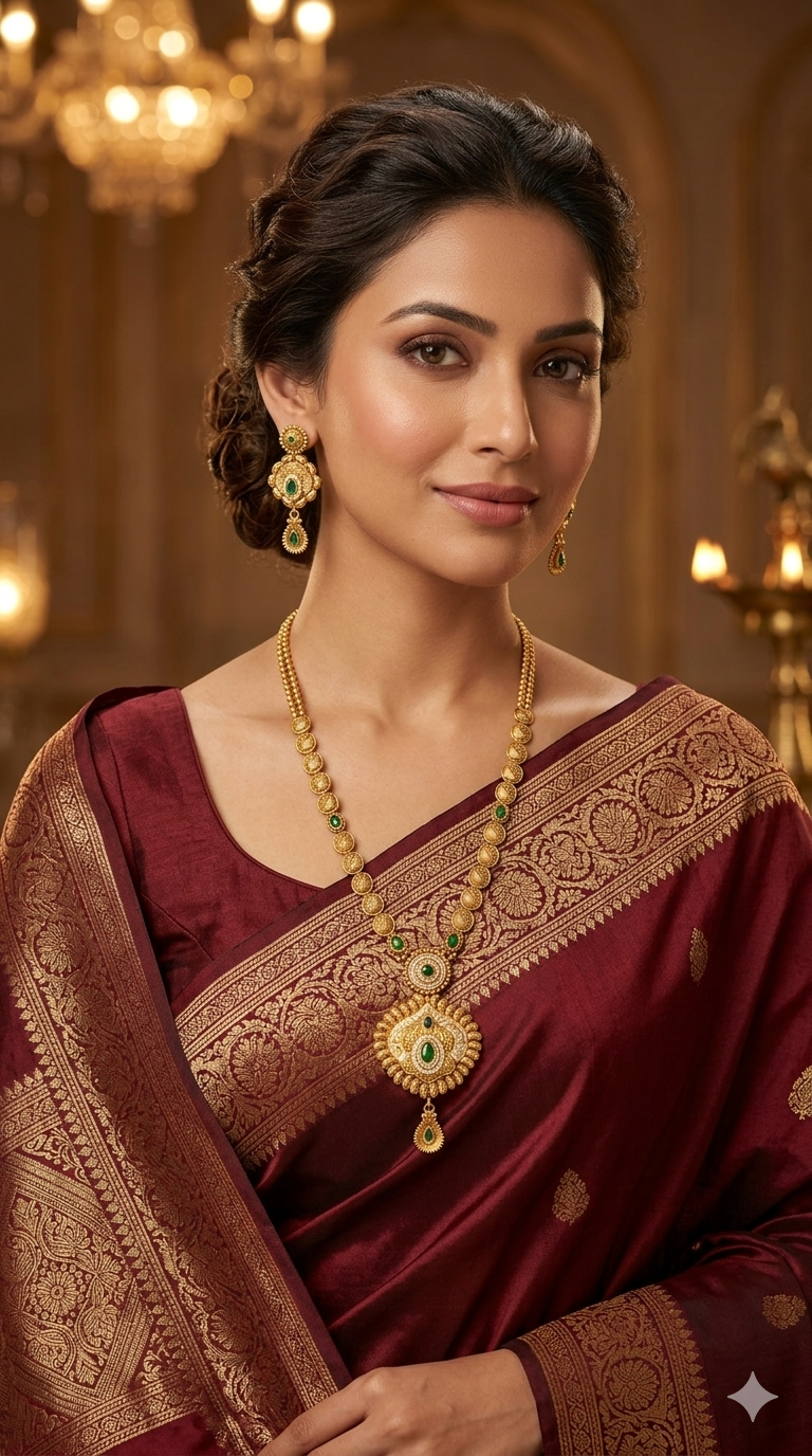 Gold Polki Green Long Rani Haar Necklace Indian Anaya Jewellery Set