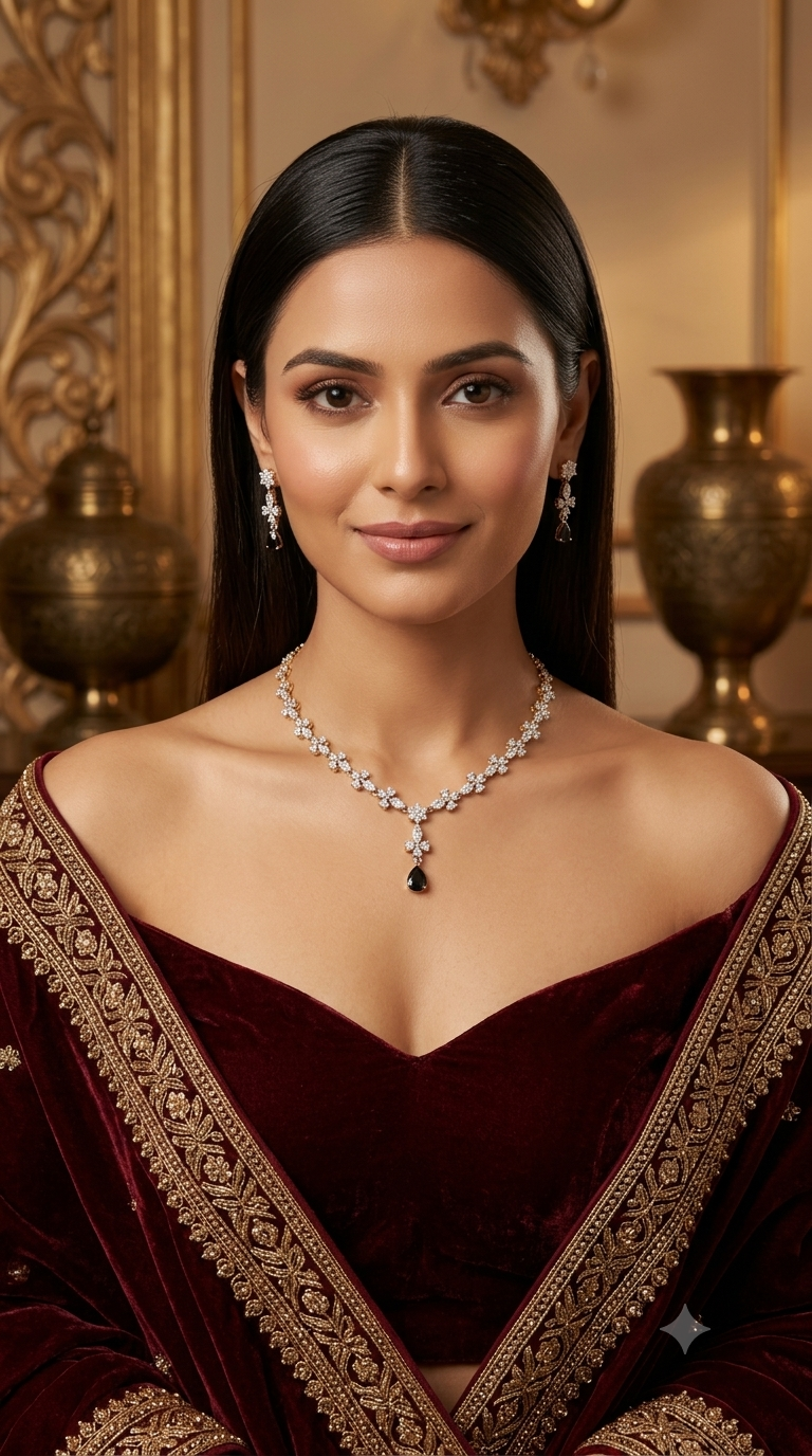 Silver Ruby Green CZ Stone Necklace indian Jewellery Sheet Set