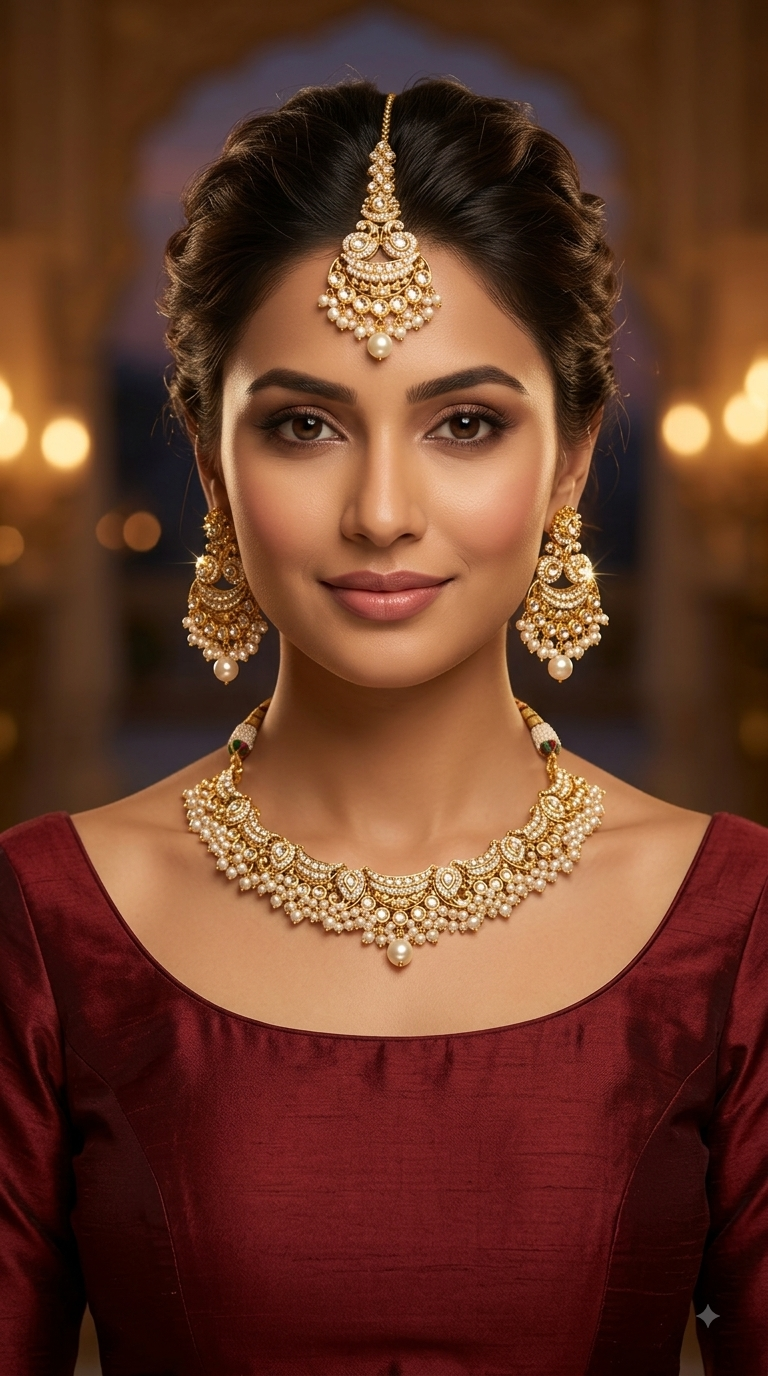 Ruby Sage Green Kundan necklace Set/ kundan Indian jewellery kundan Jeet sets