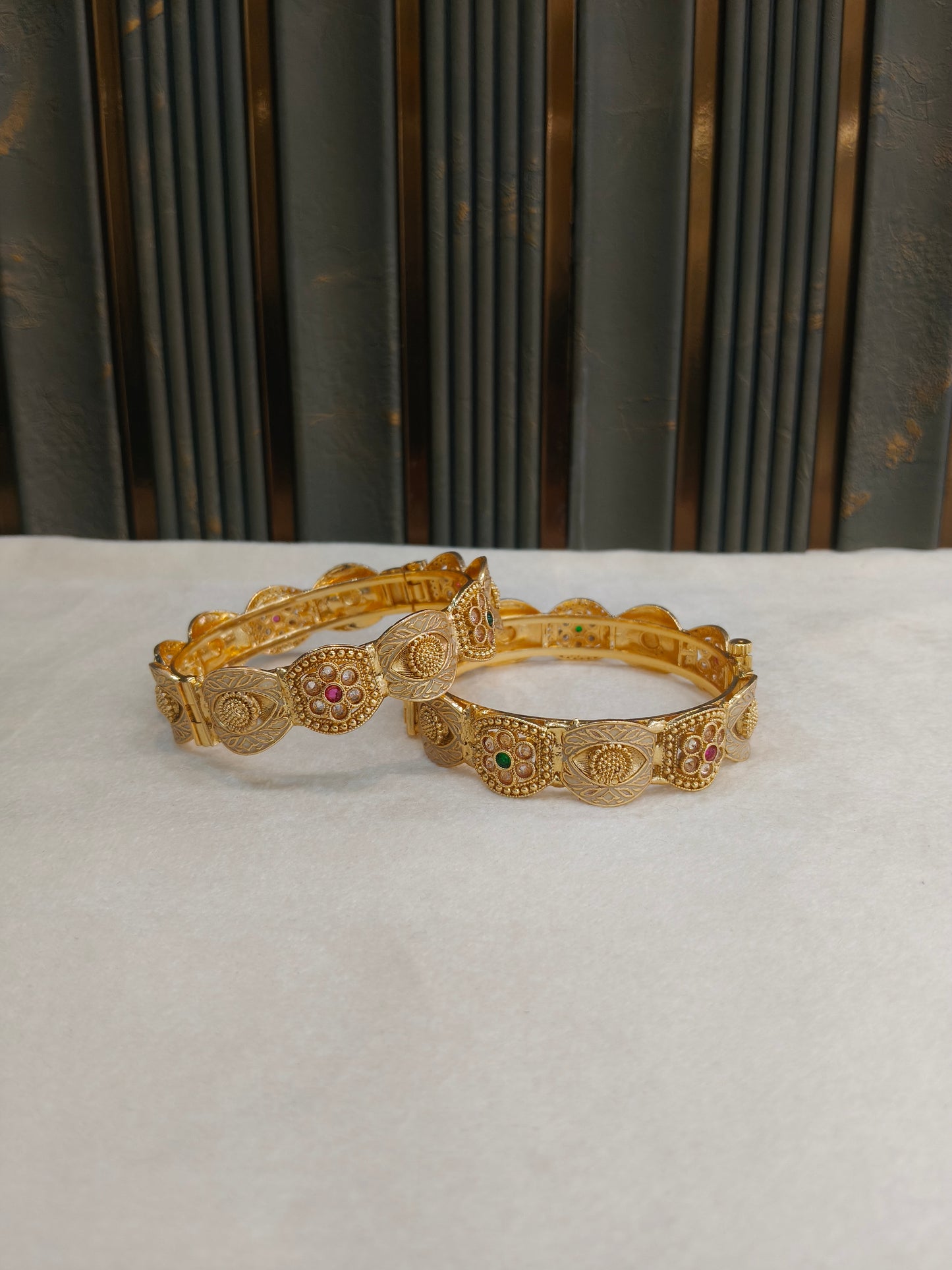Indian bangles Traditional bollywood jewelry Ruby Green Anah Gold bangles
