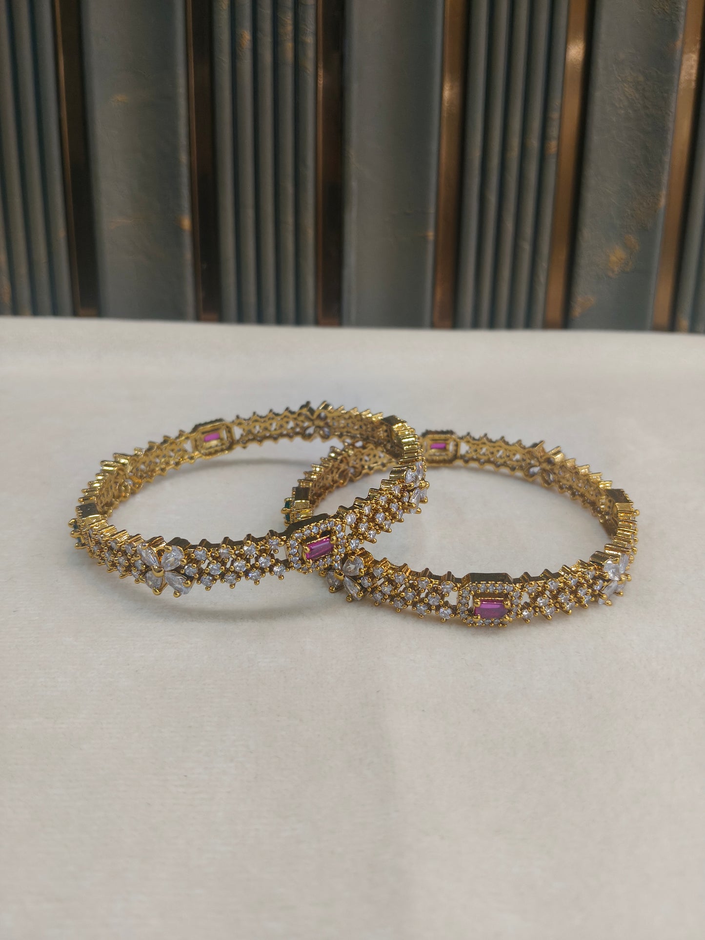 Indian bangles Traditional bollywood jewelry Ruby Green Antique CZ Stone Janet bangles