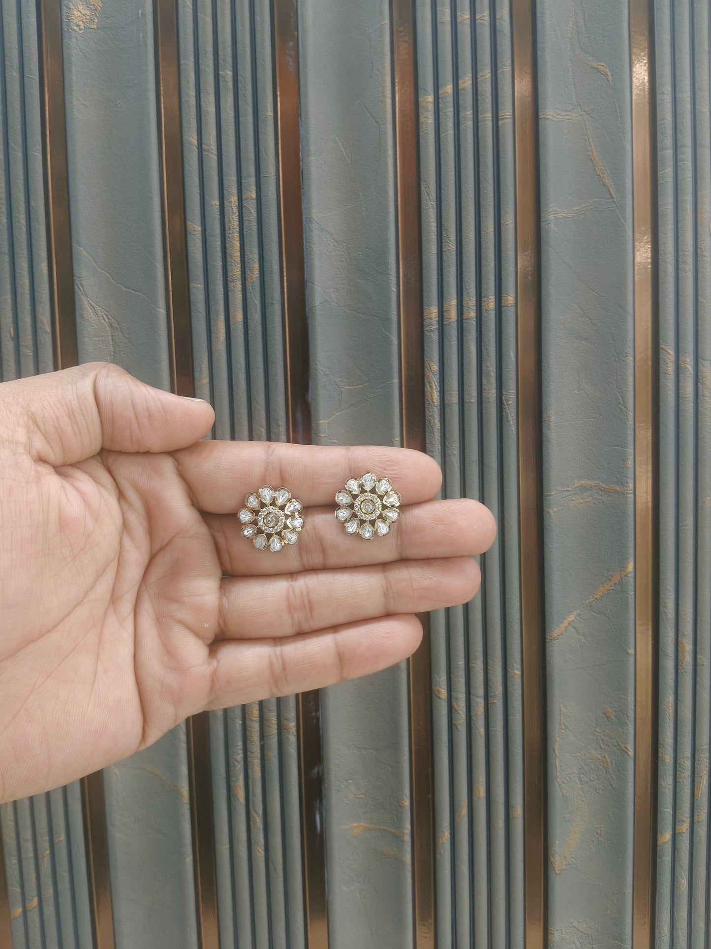 Antique Gold Stud Bollywood Indian Wren Earrings