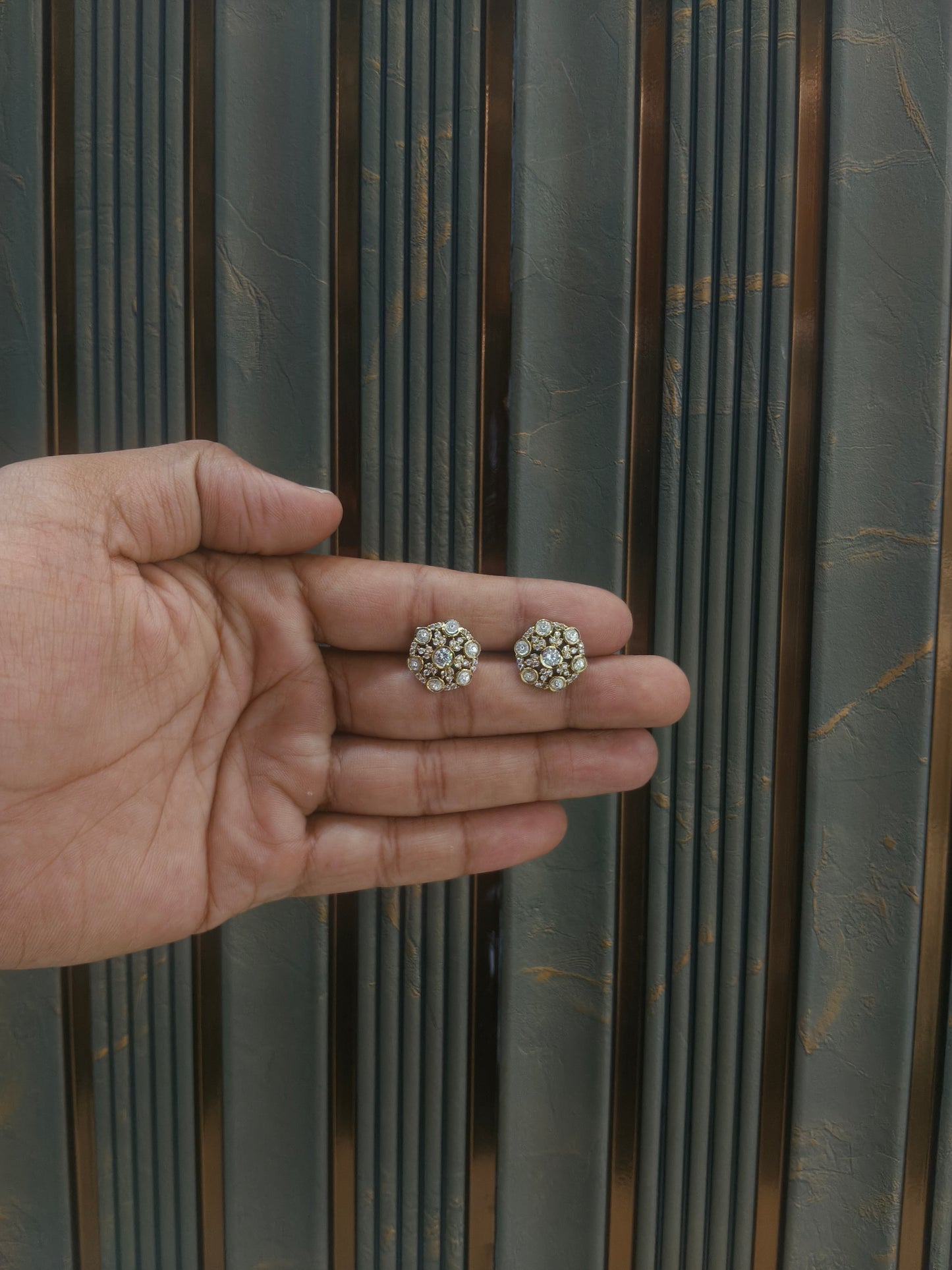 Antique Gold Stud Bollywood Indian Wren Earrings