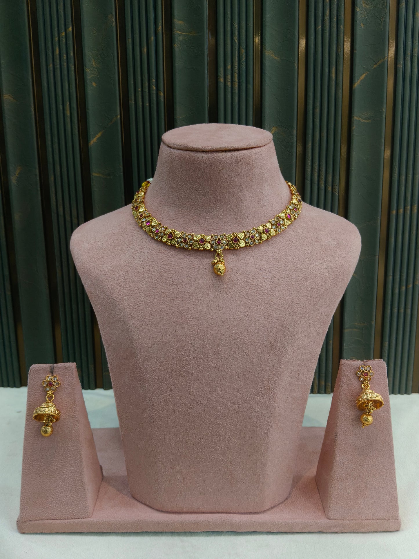 Gold Polki Ruby Necklace Jewellery Mansi Set