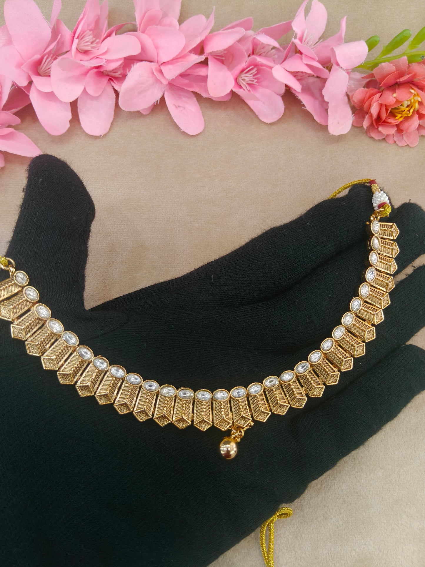 Gold Polki Necklace Jewellery Roma Set