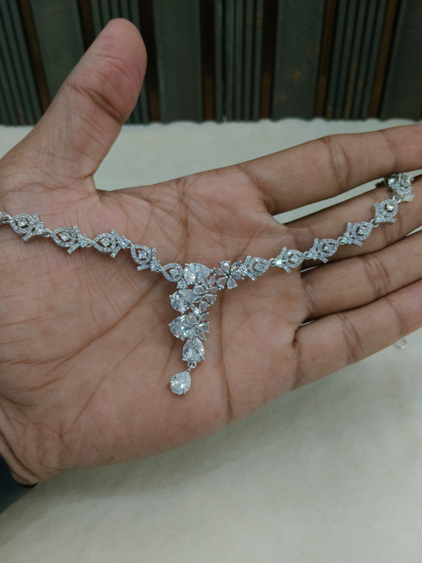 Silver American Diamond AD Necklace Alexa Set