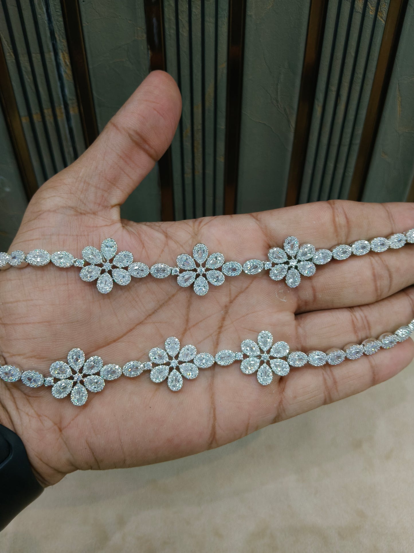 Silver American Diamond AD Necklace Kaia Set