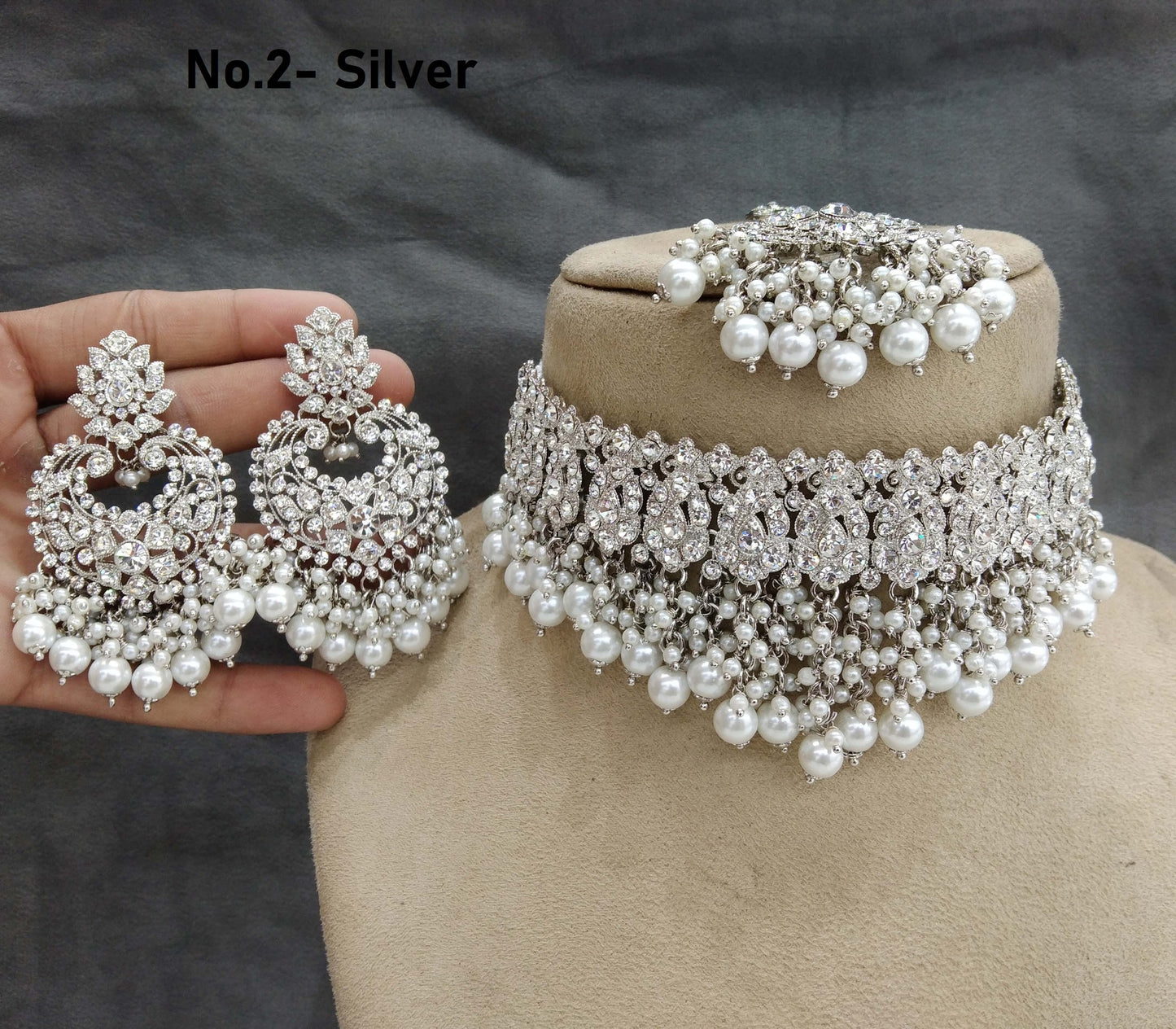Silver Choker /Silver Choker Necklace Set/ Bollywood Necklace Set/Indian choker necklace sejal