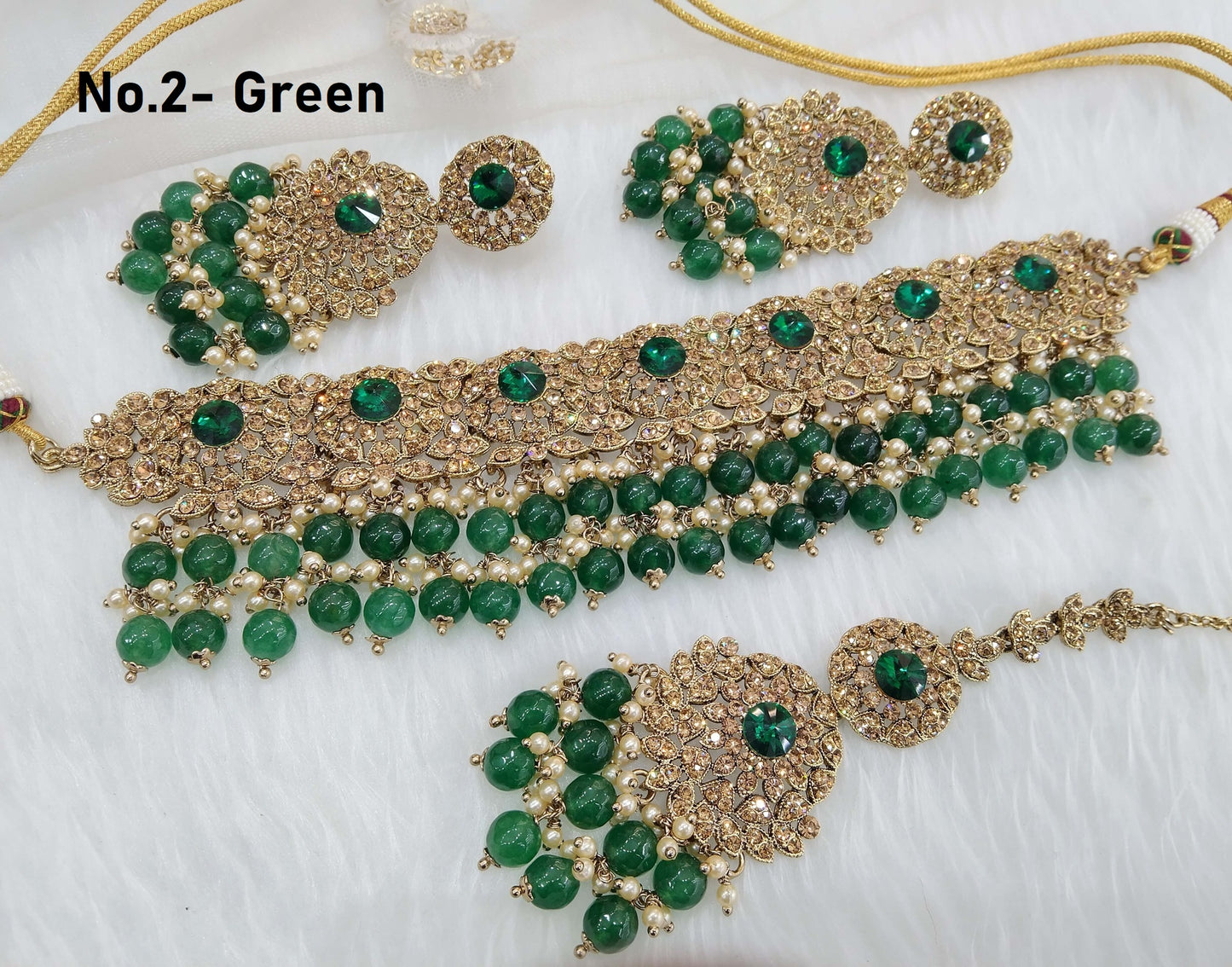 Jewellery Choker Set Dark gold green choker Set/ Bollywood Jewellery box/dark gold Indian Bridesmaid Jewellery/sejal