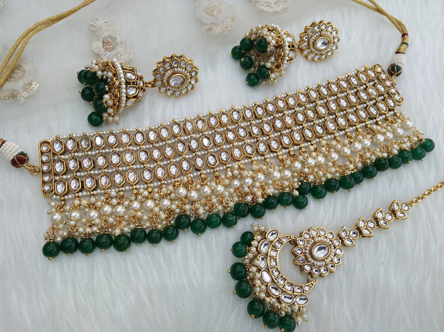 Indian Jewellery Kundan green choker set Necklace Set/Bollywood choker Necklace Jewellery dragon Set