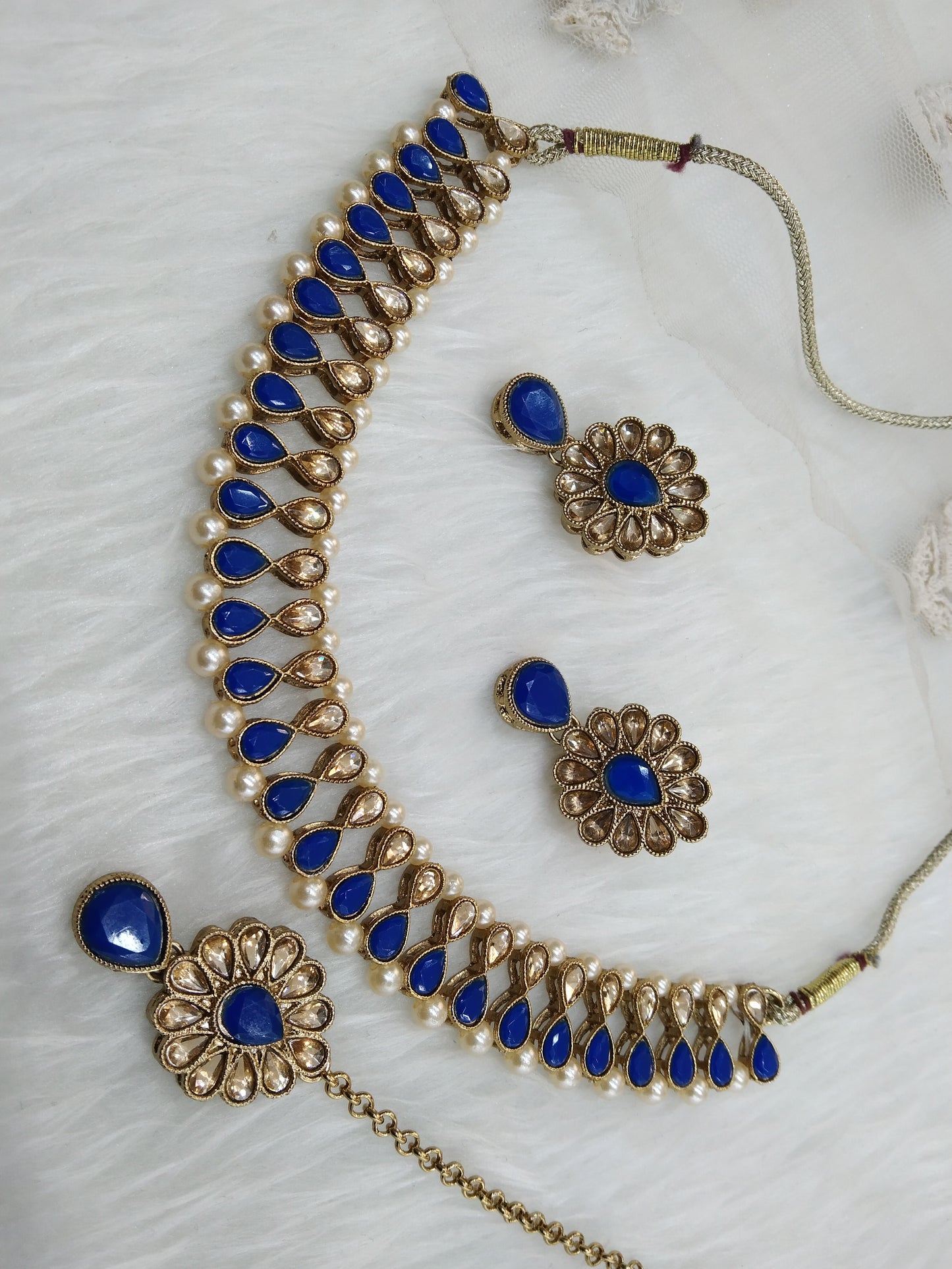 Indian Kundan Necklace Jewellery Set/Bollywood blue Jewellery Set