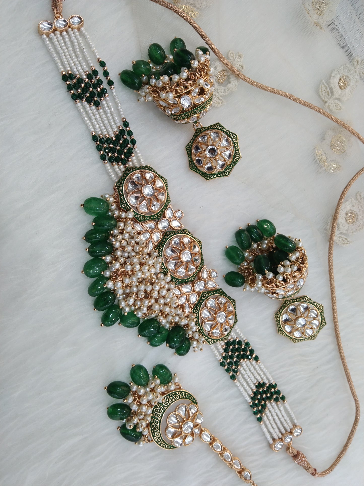 Indian Jewellery Green Kundan choker irkutsk set