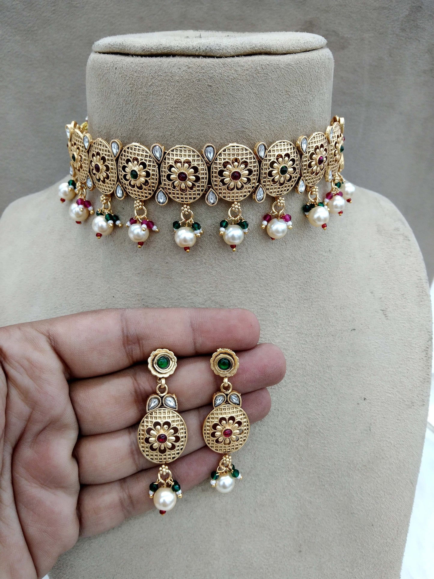 Choker Set Polki indian Jewellery Necklace Set