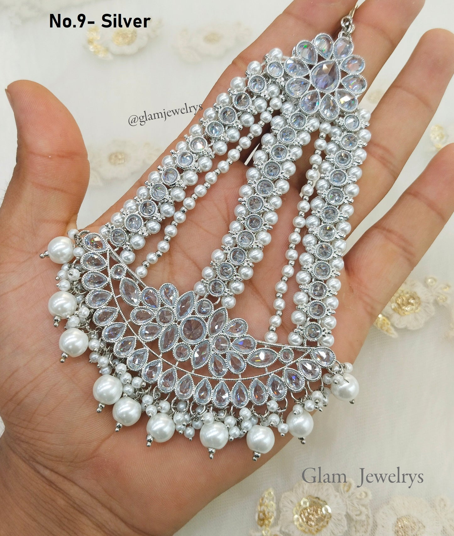 Silver Passa Jhumar Jhoomer Headpiece Bridal Passa/Hijab Headpiece