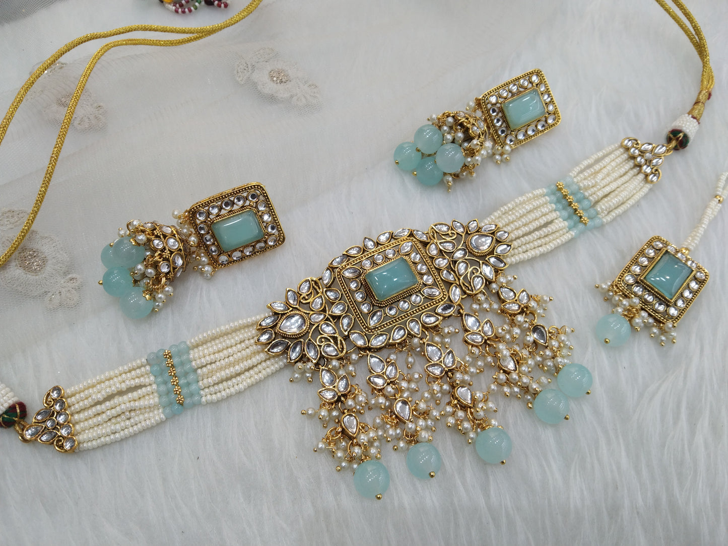 Indian Jewellery gold Surf Kundan choker meadow set