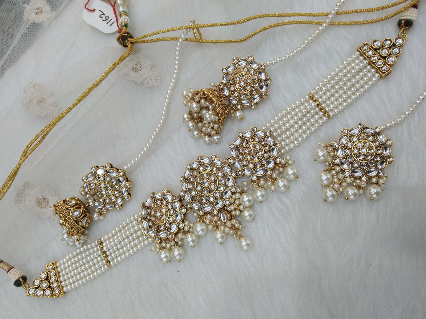 Ivory Indian Jewellery Gold white Kundan Choker Most G-eazy set