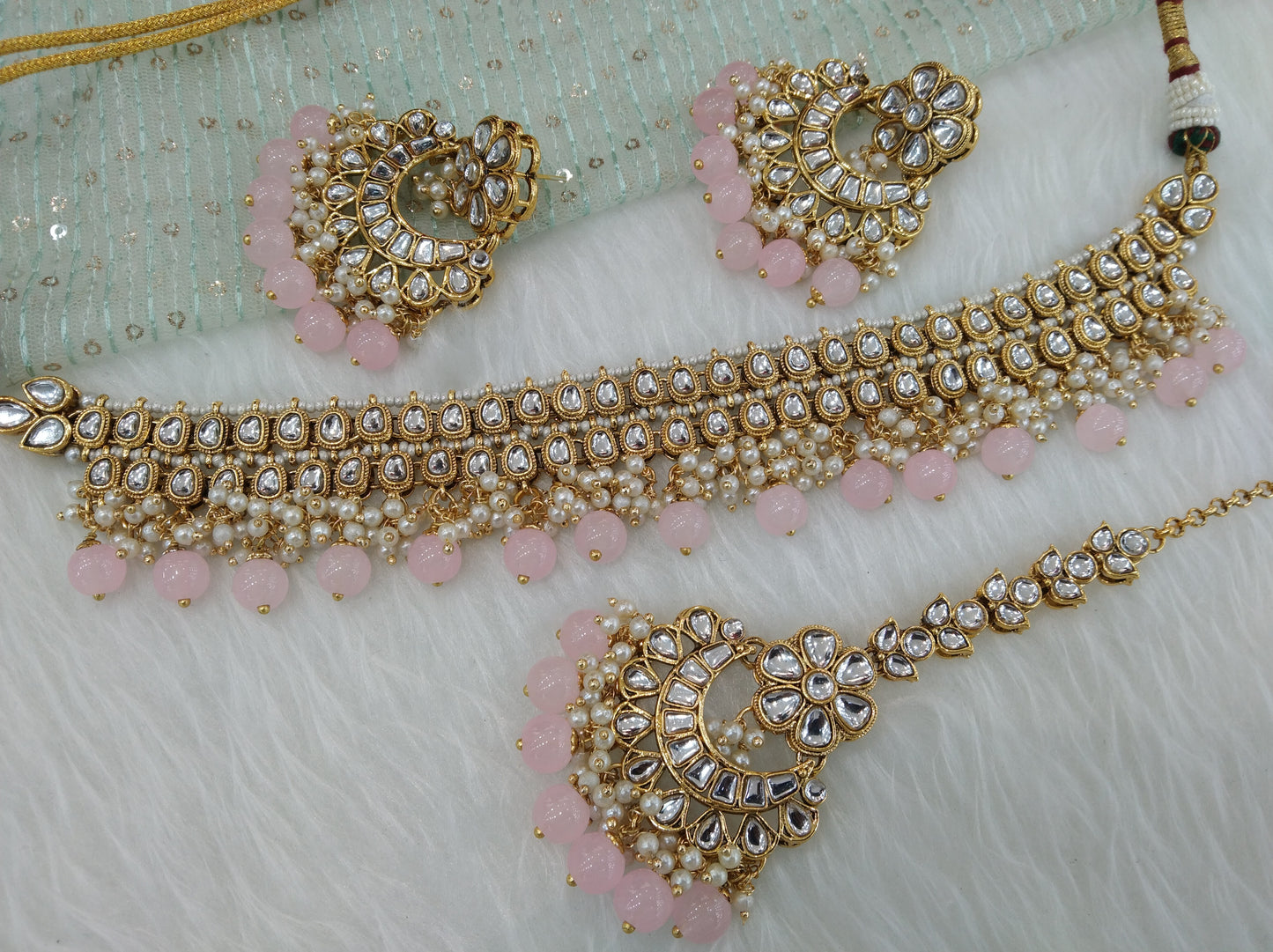 Indian jewellery Pink kundan Choker Set Indian suketu Jewellery Necklace Set