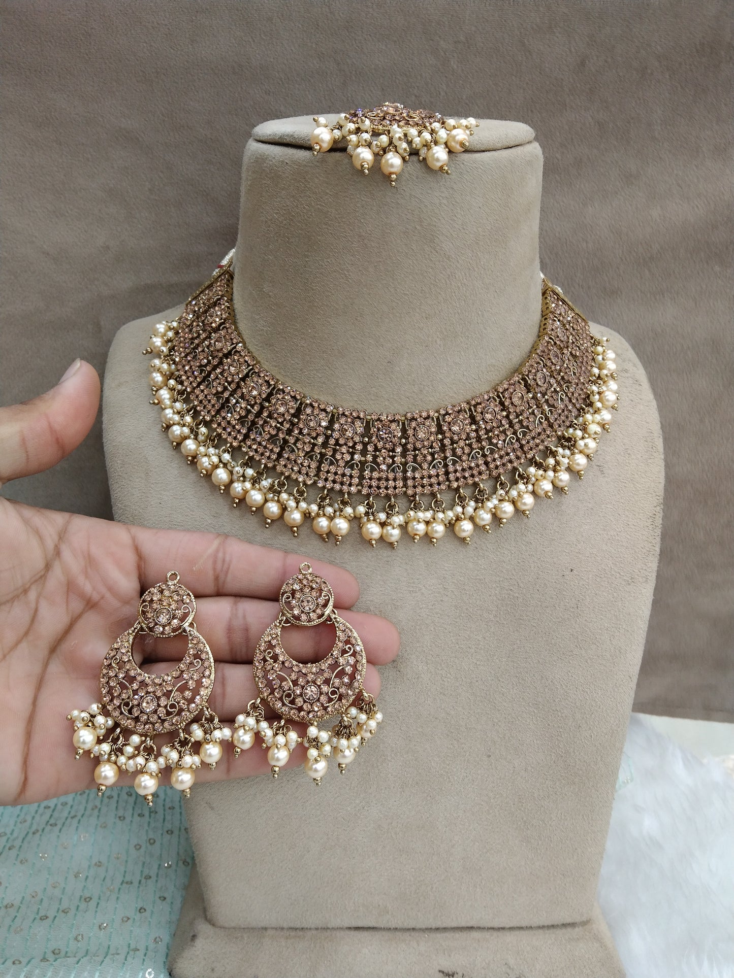 Indian Jewellery/Dark gold necklace Set/Bollywood Gold Indian Jewellery Love Set
