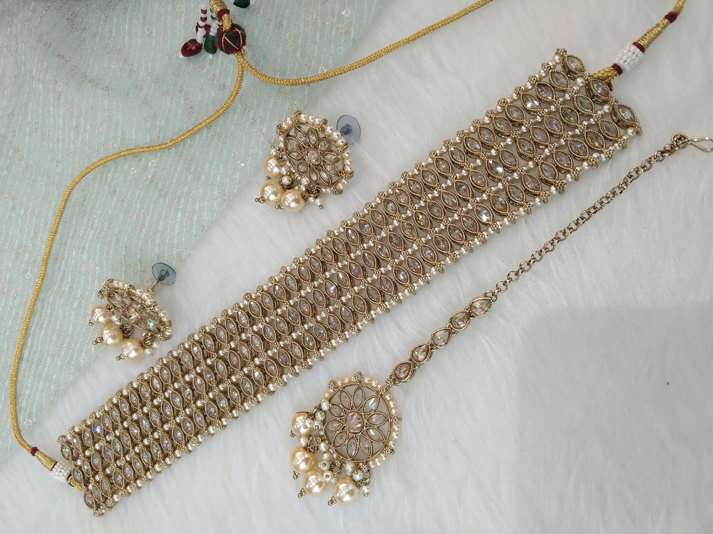 Indian Jewellery/Dark gold choker Set/Indian Jewellery norfolk Set