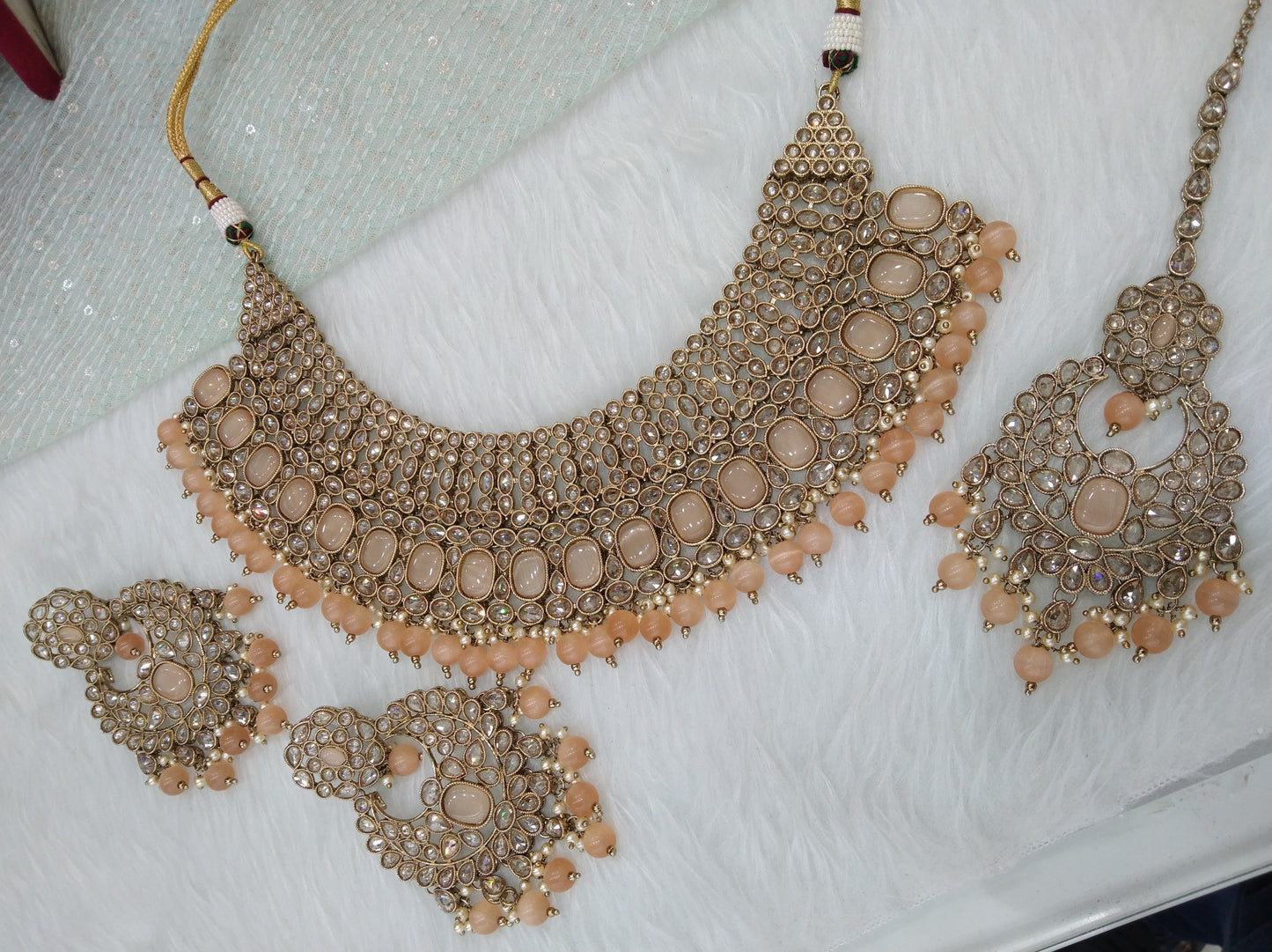 Indian Jewellery/ Peach Indian Jewellery sacramento Set