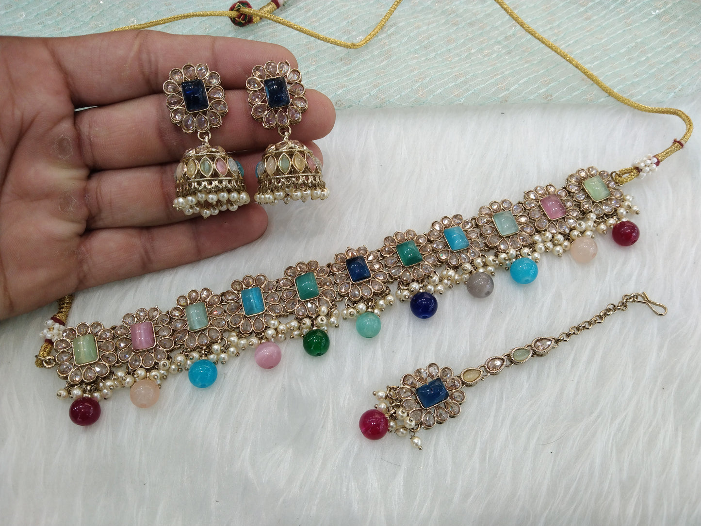 Choker Set / Multicolor choker Jewellery set/Indian cinema choker set